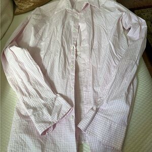 Theory light pink and white check plaid Button-Up Shirt